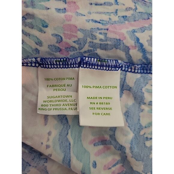 Lilly Pulitzer Billie Ruffle Shift Dress M Blue Happy As A Clam Halter Pima Cott - Picture 10 of 11